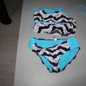 Black & White & Blue 2 Pcs Justuice Tankini Swimsuit size 16
